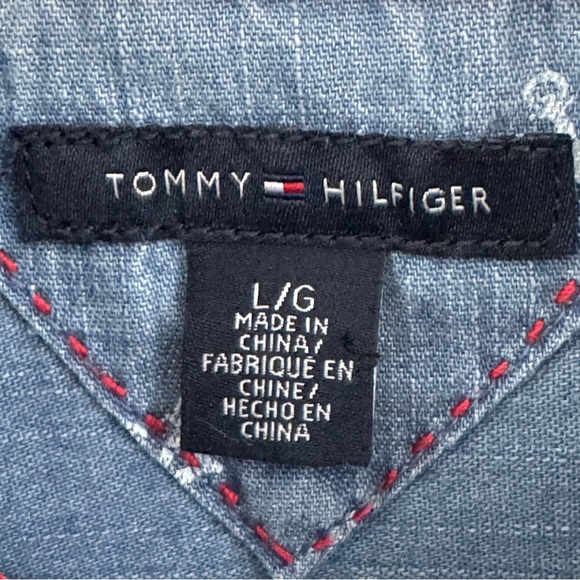 Tommy Hilfiger Chambray Anchor Print Popover Shirt Women’s Large Blue - Picture 4 of 6